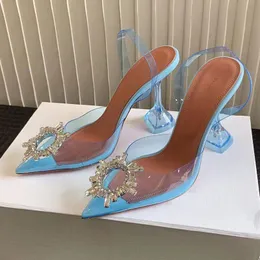 Amina Begum Glass Sling Sandal 9.5cm Crystal-Embellished Rosle PVC Pumps Shoes Heels Sandals Luxury Designersドレスシューズウェディングシューズパーティーシューズイブニング