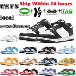 white black panda basketball Shoes Local Warehouse Mens Womens Designer Low Shoe Grey Fog OG Sneakers Triple Pink UNC Chunky Argon Men in USA Trainers For Women