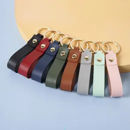 Keychains PU Women Rope Leather Key Chain Pendant Business Gift Car Keyring Accessory Creative Multiple Colors Durable Keyholder