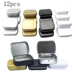 Storage Bottles 12pcs Silver/Gold Tin Box Mini Portable Metal Organizers Novelty Households Wedding Candy Boxs Container Organizer