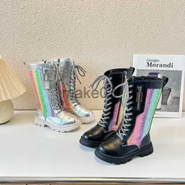 Boots Botas Mujer Kids Midcalf Boots Autumn New Colorful Girls Boot Breattable Soft Sole Platform Boots Princess High Top Girls Shoes J230816