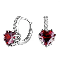 Hoop örhängen 1Pair CZ Women Girls Heart Shaped Fashion Jewelry Party Elegant Birthday Shiny Cubic Zirconia Casual Gift Piercing