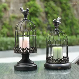 キャンドルホルダーヨーロッパレトロメタルホルダー錬鉄製の鳥のケージの装飾柔らかい装飾ロマンチックなライトディナー小道具