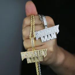 Ny designer Money Man Letter Pendant Charm Halsband Hip Hop Women Män Full asfalterad 5A Cubic Zirconia Party Gift Jewelry