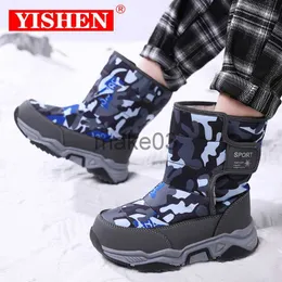 Botas yishen inverno crianças sapatos de pelúcia quente botas de neve à prova d'água para crianças sola de borracha Moda ao ar livre meninas sapatos j230816