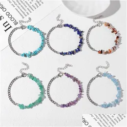 Chain Simple Natural Stone Sier Bracelet Women Fashion Generous Irregar Crystal Gemstone Party Wedding Jewelry Gift Drop Delivery Bra Dhoyd