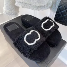 Lamb Wool Designer Slippers Ladies Exmbroid Luxurys Shicay Shoes Girls Winter Slipper Shoes 4 Colors with Box 35-41