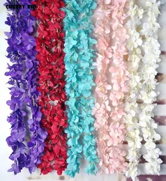 Fiori decorativi 10cs/lotto! Wholesale 2m lungo wisteria artificiale Flower Vine Wedding Hydrangeas Strip String Rattan finta