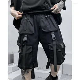 Erkek pantolon şerit şort fonksiyonel çok cepli tulum taktik askeri jogger kargo giyim için harajuku sokak kıyafeti