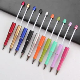 Partihandel USA Hot Seller Handmade Workshop Colorful Lägg till en pärla pärlor Pennor PROMOTION DIY Twist Ball Pen Sturdy Full Metal Beadable DIY PENS