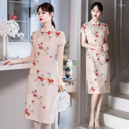 Etnik Giyim Robe Chinoise Ulusal Stil Genç Kadınlar Geliştirilmiş Cheongsam Çin Geleneksel Kısa Kollu Qipao Elbise