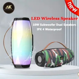 Microphones AK Wireless Bluetooth S er With Colorful LED Light Portable Outdoor 3D Stereo Bass Luminous FM Radio 230816