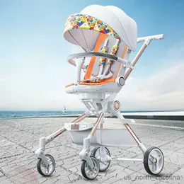 Kinderwagen# Bidirektionale vier Räder High View Kinderwagen Kinderwagen mit Babykomfort tragbares Falten sitzen und runter Babypram R230817