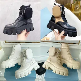 Novos designers homens homens botas monolith shiny shiny nylon bolsa de combate sapatos de combate nylon hailf externo grosso de baixo para baixo tamanho de bota 35-41