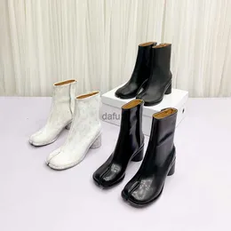 Scarpe eleganti in pelle unisexreal ninja tabi stivali da donna stivali di punta da donna da 6 cm tacchi alti donne scarpe stivali caviglia inverno botas de mujer hkd230817