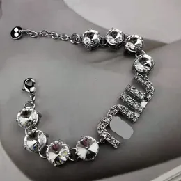 Brand Designer MiuMiu Fashion Bracelet letter diamond encrusted crystal zircon necklace personalized advanced adjustable diamond bracelet Accessories Jewelry