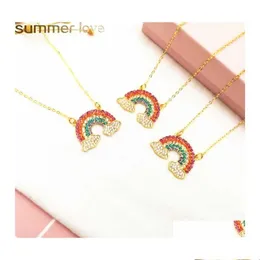 Подвесные ожерелья Кристаллическое радужное ожерелье MticoLosed Fashion Gold Chain Женщины подарки из ювелирных изделий высококачественные поставки капли подвески Otpak dhhu0