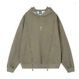 هوديز الرجال المتضخمة السوستة في ورك أعلى للرجال رجال Harakuju Streetwear Pollover Solid Color