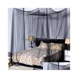 Mattress Pad 8 Corner Post Canopy Bed Curtains Elegant Cam Tent Mosquito Net For Sn Netting Fl/Queen/King Drop Delivery Home Garden Dh4Ar