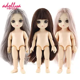 Dockor Adollya BJD Doll naken Body Ball fogade Swivel 16cm 3d Eyes 13 Moveble Joints Makeup Princess 112 Gift 230816