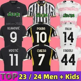 4xl 2024 2023 Juventus Fagioli bonoucci arthur Pogba di Maria McKennie Milik Soccer Jersey Vlahovic Locatelli Chiesa Cuadrado Men Kit Kit Camiseta Maglia mailot