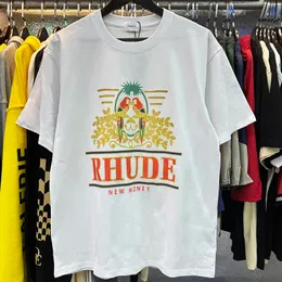 Rhude Men's Designer Fashion T Shirts Rhude T-shirt Castle Coconut Tree Windowsill Scenic Casual Loose Breathable Short Sleeve T Shirt Men Women Couples Top Tee 6416