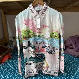 Men's Casual Shirts Sailboat Racing Casablanca Shirts 1 1 Quality Long Sleeves Cardigan 3XL Loose Men Women Hawaiian Shirt HKD230817