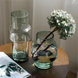 Vases Simple Retro Middle Glass Vase Hydroponic Flower Arranger Home Furnishings Desktop Decoration Props