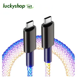 RGB Color Light Pd 66W Type to Fast Charging Cable for iPhone Xiaomi Redmi Samsung Huawei Oppo 6a USB C Cord