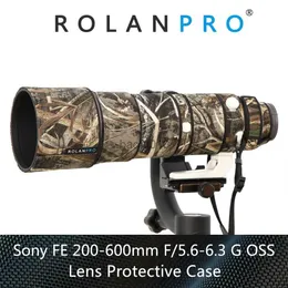 카메라 가방 액세서리 Rolanpro 렌즈 위장 코트 Fe 200-600mm f5.6-6.3 G OSS 렌즈 보호 케이스 나일론 방수 렌즈 코트 HKD230817