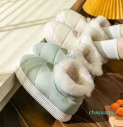 Сапоги для ботинок Женщина зима 2023 пушистые женские туфли хлопчатобумажная обувь сгущенная плюшевая тканевая водонепроницаем