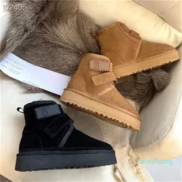 2023-классический мини-ботинок женщин дизайнер снежных ботинок Maroon Winter Boots Ladies Platform Fur Mini замша шерстяная лодыжка