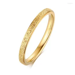 Clusterringe Zorcvens einfache 2mm Frau Herren Paar Gold Farbe Edelstahl Ring Matt Finger Schmuck für männliche Bänder Geschenk Drop Deli Dhxmj