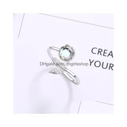 Rings Simple Trendy Sier Color Mermaid Tail Cuff Ring With Cubic Zirco Sea Whale Fish Bague Minimalist Romantic Gifts Drop Delivery J Dhe7S