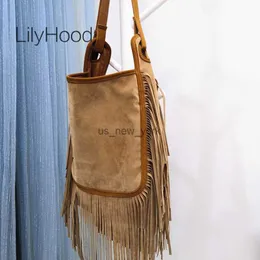 Hobo Women Fashion Cozes Frilhas Hobo Bolsa de ombro 2023 Camual Casual Casual Grande Capacidade Tassel Gipsy Hippie Boho Ibiza Bag Slouchy HKD230817