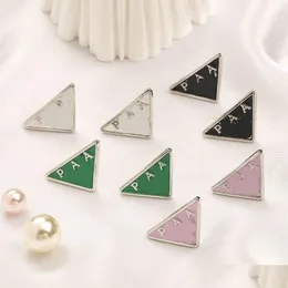 Stud Designer Triangle Earrings 2023 Style Luxury Jewelry Love Women Gift Stainless Steel Black Letter Family Drop Delivery Dhs0J