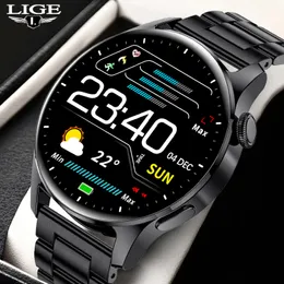 Inteligentne zegarki Lige Smart Watch Men AMOLED 360*360 HD Ekran tętna ciśnienie krwi Bluetooth Call IP68 Wodoodporna skrzynka smartwatch 230817