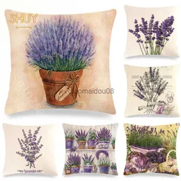 Cuscino case di lavanda custodia per la casa retrò divano di divano decorativo cuscino coperchio letto sedia auto decorazione per ufficio decorazione quadrata hkd230817