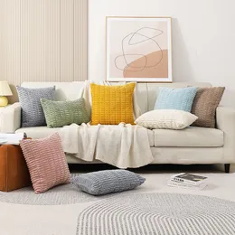 Kadife dekoratif atış yastık kapakları 18x18 inç yumuşak boho çizgili yastık kılıfları yastık yastık kılıfı modern çiftlik kanepe oturma odası kanepe yatak adaçayı için ev dekor