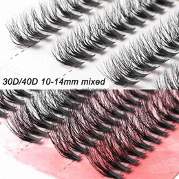 False Eyelashes DIY Clusters Eyelash Extension Dovetail Segmented Lashes 10-14mm 30D/40D Fluffy Natural Individual Bundles with Lash Tweezer HKD230817