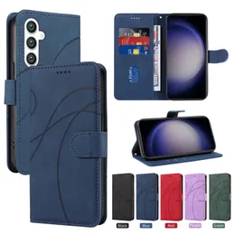 Linjer Flip Leather Wallet Falls för iPhone 15 Plus 14 Pro 13 12 11 X XR XS Max 8 7 6 iPhone15 Kontrast Hybrid Color Hit Card slot Holder Cover Kickstand Book Cash Pouch