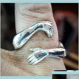 Pierścienie zespołowe gotyckie uścisk mięśni ręce dla kobiet mężczyzn regulowane otwarte mankiet pierścień para vintage biżuteria audxo ua5 dostawa dhqup