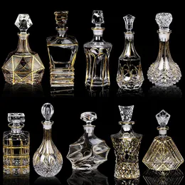 Ferramentas de barra Crystal Glass Wine Decanter Jarro Estrangeiro Desenho de Gold Linha de Garda Distribuidor de Liquor