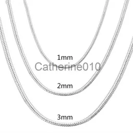 Collane a ciondolo 45-60 cm 925 Sterlsilver 1mm/2 mm/3 mm collana a catena di serpenti solide per uomini Gioielli di moda da donna per la spedizione gratuita J230817