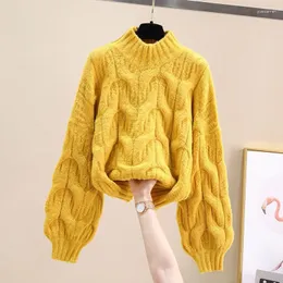 Frauenpullover 2023 Herbst Winterpullover weiblich koreanische lässige grobe Wolle Twist Lose Strick