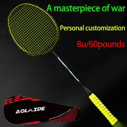 Andere Sportartikelprofi Ultra Light 8U Full Carbon Badminton Schläger Erwachsener langlebiger und offensiver Single S 230816