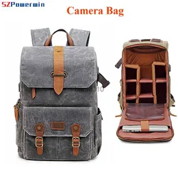 Camera Bag Accessories Powerwin Waterproof Canvas Photography Ryggsäck USB Port DLSR SLR Camera Bag For Canon/Nikon Lens Stative 15.6inch Laptop Case HKD230817