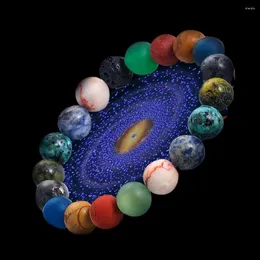 Strand acht Planeten Steinperlenarmband für Frauen und Männer Universum Galaxy Solar System Energy Felastic Paar Schmuck Geschenke