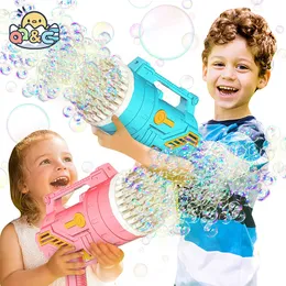 ROVA GAMES BUBBLE GUN 69 HOLESATOMATOMATomic Blower Big Soap Machine com Light Pomperos Summer Summer Outdoor Toys for Kids Birthday Gift 230816
