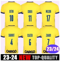 23 24 Maccabi Tel Aviv herr fotbollströjor Saborit Glazer Zahavi Biton Cohen Milson Peretz Jovanovic Home Football Shirt